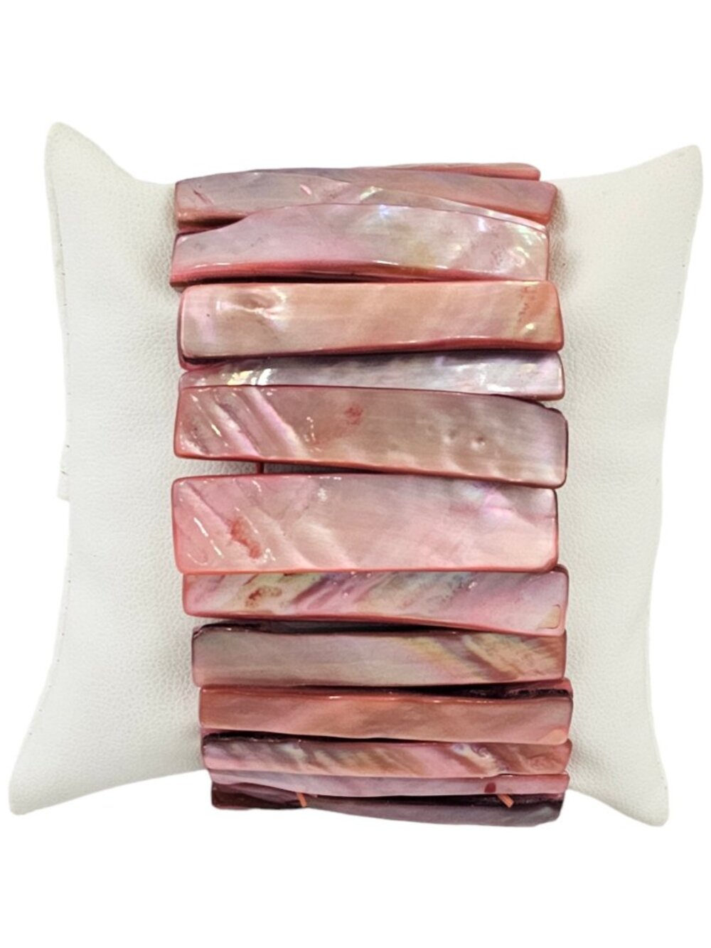 Vintage Mother of Pearl Pink Stretch Bracelet Natural Shell Nice Strong Stretch